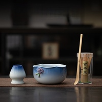 Ensemble Matcha Écologique en Porcelaine d'Origine Fujian, Nouveau Design Japandi Westgreen, Bol à Bec en Céramique Glacée au Four, Outils Chasen en Bambou, 4 Pièces