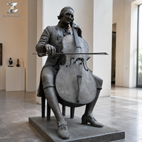 Bronze-Musiker-Statue in Lebensgröße, Cello-Skulptur für Außenbereich, Garten-Kunst, Maßanfertigung für Hotel, Villa, Park, Öffentliche Plätze, Dekor-Hersteller