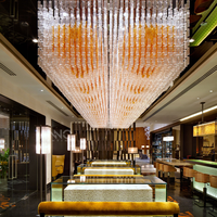 Lustre suspendu moderne sur mesure ANNO en tubes de verre, éclairage LED pour projet de salle de bal d'hôtel