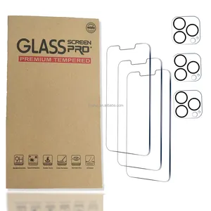 OEM with retail package Glass frame locator tempered clear 2&3 packs screen protector for iPhone 15 14 13pro 12 xr