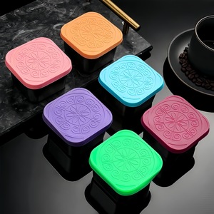 ACS02 Stainless Steel Sauce Cups With Silicone Lids <b>Stackable</b> Portable Leak Proof Bpa Free Square Small Size Single Compartment - Product Image 5