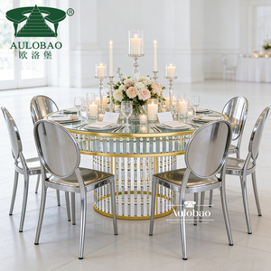 Stainless Steel Golden Luxury Design Bride Groom Wedding <b>Table</b> With Crystal - Product Image 5