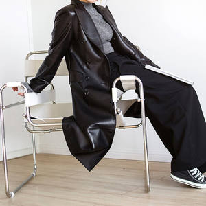 Cappotto alla Moda Zhejiang per <span class=keywords><strong>Donna</strong></span>, <span class=keywords><strong>Blazer</strong></span> in Vera <span class=keywords><strong>Pelle</strong></span> 100% <span class=keywords><strong>Pelle</strong></span> di Pecora, Colletto Rovesciato, Giacca Lunga 2024 - Product Image 4