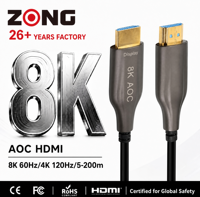 Câble HDMI optique actif 8K 48 Gbps, cordon HDMI 2.1 en fibre optique pour jeux 8K 60 Hz 4K 120 Hz, home cinéma