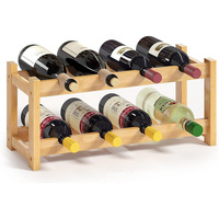 Porte-vin en bambou style campagnard, 8 bouteilles, autoportant, marron, durable, en bois, rectangulaire, parfait pour les fêtes, cadeau idéal