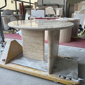 SW pietra OEM/ODM lucidato naturale travertino rotondo piani del tavolo travertino romano cucina sala da pranzo <span class=keywords><strong>mobili</strong></span> - Product Image 6