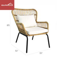 Ensemble de jardin populaire Table et chaise de balcon Ensemble de trois pièces Chaises de restaurant en plein air tissées pour patio en rotin
