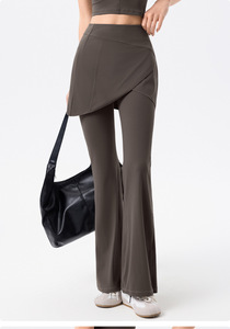 Pantalones de <span class=keywords><strong>Yoga</strong></span> 2 en 1 GH de Color Sólido, Pantalones Acampanados de Cintura Alta, Leggings Delgados para Mujer, Pantalones Falda Deportivos para Exteriores con Cierre Elástico - Product Image 5