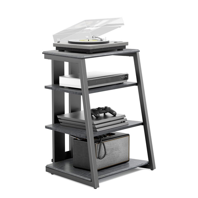 Modern Living Room Turntable Audio Video Furniture Maximum Load Capacity 50 kg Solid Structure 4 Shelves HiFi Cabinet Wood Steel
