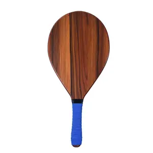 Juego de raqueta de playa de madera, incluye 2 paletas y 2 bolas, agarre azul, Frescobol