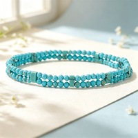 Bracelet extensible à double rangée de perles de fluorite facettée naturelle arc-en-ciel, petites perles de pierre, élastique et empilable pour femmes