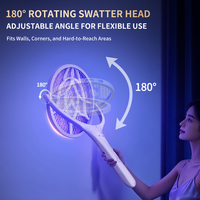 180 °   Raquette anti-moustiques électrique rotative et pliable, 7 UV, 1200 mAh, rechargeable, pour la maison