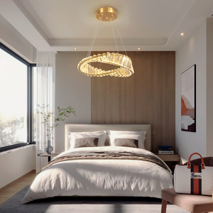 Lampadario a Sospensione Moderno con Anello di Muschio Dorato e Cristalli, LED a 3 Colori Intercambiabili, per Soggiorno e Camera da Letto, Disponibile nel Magazzino <span class=keywords><strong>in</strong></span> Germania - Product Image 3