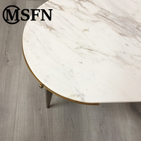 Table basse de salon moderne et luxueuse, pieds angulaires en acier inoxydable de forme ovale rose doré et durable, meubles d'appoint