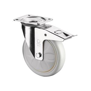 BS ล้อหมุนได้ล้อเลื่อน DM ฝาโหลด200มม. 600กก. พร้อมพลาสติก Arrester 138x110มม. สีขาว - Product Image 1