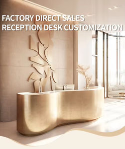 Mostrador de Recepción Extensible con Espejo Curvo de Diseño Moderno para Salón de Belleza, Impresión 3D, Aspecto de Acero Inoxidable, para Uso en Centros Comerciales y Hoteles - Product Image 5