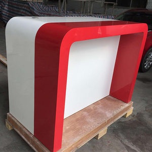 화이트와 레드 스톤 콘솔 테이블 U 자형 워크 스테이션 이그제큐티브 데스크 사무실 가구 판매 - Product Image 4