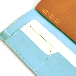 LABON Candy Colors Designed Stationery FSC Paper <strong>Blue</strong> Leather Portable Travelers Cover Zipper <strong>Notebook</strong> - Product Image 4