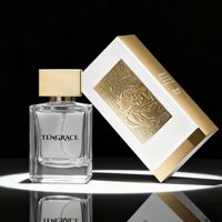 Flacon de parfum rectangulaire en verre transparent de luxe, nouveau design, haute qualité, avec pulvérisateur à pompe, capacité 50 ml, impression sérigraphique
