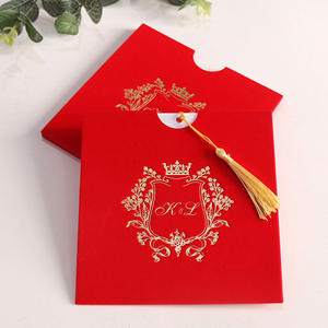 Enveloppes de poche en velours en gros, cartes d'<span class=keywords><strong>invitation</strong></span>, estampage à chaud, souvenirs de mariage, emballage rouge, cartes de vœux - Product Image 3