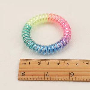 थोक 5.5cm 4cm इंद्रधनुष रंग कोई क्रीज प्लास्टिक लोचदार रबर चोटी धारक बाल बैंड छोटे बड़े टेलीफोन तार बाल संबंधों - Product Image 2