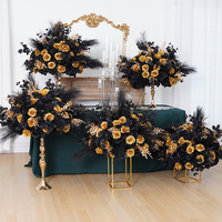 Boule de fleurs en plumes de rose noire dorée de 70 cm, centre de table, décoration, arrangement floral de mariage, banquet, événements, accessoires de bouquet A8187