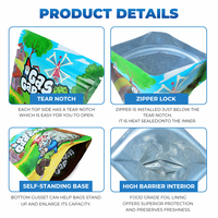 Sacs Mylar en gros 3.5g 7g 14g 28g découpés sur mesure, anti-odeur, avec fermeture éclair, pour bonbons, herbes, fleurs, biscuits, emballage alimentaire