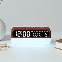 Réveil numérique IBN avec lumière ambiante LED, calendrier perpétuel, design moderne - Horloge de chevet minimaliste, calendrier hebdomadaire