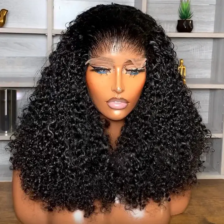 SDD doğal Pixie kıvırcık dantel Frontal peruk gevşek derin dalga İnsan saç HD dantel ön peruk siyah kadınlar için