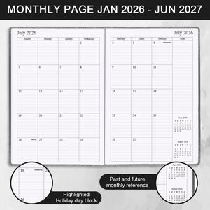 Agenda A5 con Alfabeto Inglés 26-27, Libro de Planificación Simplificado con Correa, Cuaderno de Medio Año Personalizable - Product Image 5