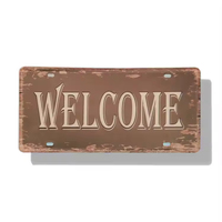 Plaque en métal personnalisée OEM, design WELCOME, plaque en étain, décoration murale, style classique, plaque en étain