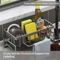 Égouttoir de cuisine en acier au carbone écologique et peu encombrant, avec support amovible pour torchons et étagère autoportante