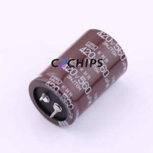 ตัวเก็บประจุแบบอิเล็กโทรไลต์อะลูมิเนียมแบบ Snap-in รุ่น EKMR421VSN561MR45S ชนิด Through-hole (THT) ขนาด D30xL45 มม. - Product Image 1