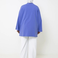 Vêtements de sport musulmans, t-shirt musulman bleu en voile biologique doux comme du beurre, tenue de sport musulmane pour femme