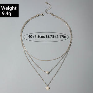 <span class=keywords><strong>2026</strong></span> Yeni Moda Kalp Üç Katmanlı Moda Kolye Takı Katmanlı Gerdanlıklar Zincirler Kolyeler - Product Image 5