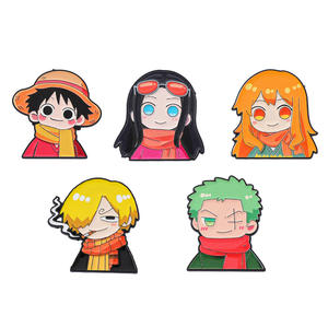 Venta al por mayor <span class=keywords><strong>100</strong></span> tipos Anime Logo insignia sombrero broche dibujos animados una pieza Luffy Zoro Nami Sanji Metal esmalte Collar broche alfileres - Product Image 3