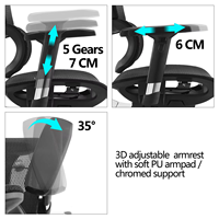 Accoudoir Ergo 3D Vente en gros Ordinateur de direction pivotant Moderne à dossier haut Chaise de bureau en maille ergonomique pour PDG