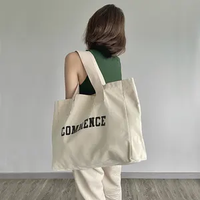 Sac fourre-tout en toile de coton personnalisé avec logo imprimé, petit sac cadeau uni en tissu ciré pour femme, idéal pour le maquillage et le shopping