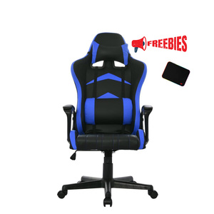 Chaise de jeu noire avec surpiqûres en losange, ergonomique, dossier haut, pivotante et réglable - Product Image 6