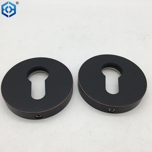 Euro Cylinder Modern Black Door Handles Door Lock Key Hole Sets <strong>Escutcheon</strong> <strong>Plates</strong> - Product Image 1