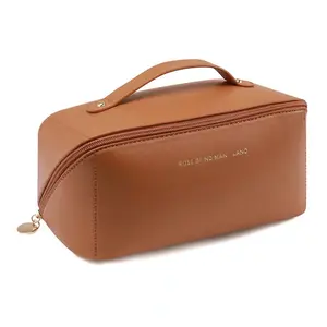 Büyük kapasiteli seyahat kozmetik çantası çok fonksiyonlu depolama makyaj çantası PU deri makyaj çantası