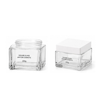Pot en verre carré ambré de 20 g avec logo personnalisé, pot à crème carré de 15 g avec logo personnalisé, contenant cosmétique de qualité supérieure