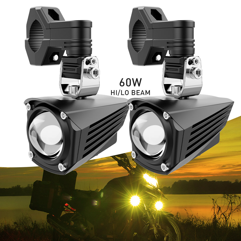 Противотуманные фары дальнего и ближнего света, дополнительные мини-фары для мотоциклов BMW, белый и желтый свет, 60 Вт, двухцветные