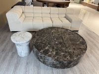 Table basse en marbre naturel gris foncé, durable, style moderne minimaliste, pour salon, meubles de maison, table à thé pour villa, hôtel