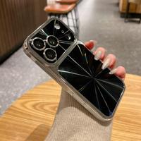 Casing Ponsel Akrilik Aurora Mewah Baru untuk 18/17/16/15/14/13 Pro Max dengan Desain Laser Cut Anti Benturan & Pelindung Lensa