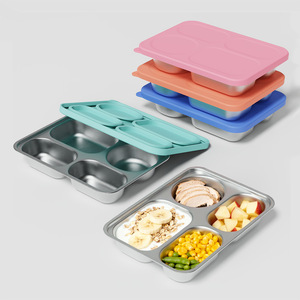 Multi-functional Modern Design Tableware Stainless Steel Plastic Fast Food Tray Grid <b>Lunch</b> <b>Box</b> Solid Tableware Tray - Product Image 1