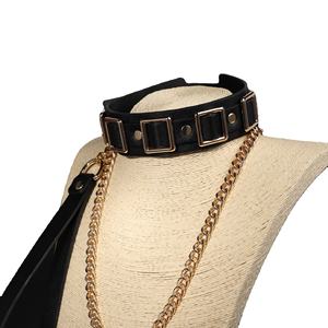Hoge Kwaliteit Lederen Kraag Hals Bondage Ring Met Ketting Bdsm Slave Seksspel Speelgoed - Product Image 1