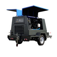 Compresseur d'air à vis pour moteur diesel Kubota Engine 185 Cfm 7bar avec roues pour forage minier au sablage