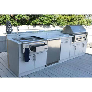 Ensemble complet de meubles de cuisine extérieure blancs en acier inoxydable, style américain, pour rangement de jardin et armoire de cuisine extérieure - Product Image 4