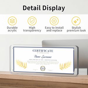 Akrilik 4x10 inç İş lisans çerçeve kendinden ayakta net sertifika vitrin rafı kalınlaşmış tutucu - Product Image 4